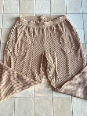 Waffle Knit Lounge Pants - Beige